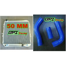 50MM GPI aluminum radiator Toyota Surf Hilux 2.4/2.0 LN130 AT/MT + blue hose