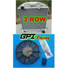 3 ROW FOR Ford 1932 hot rod w/Chevy 350 V8 engine aluminum radiator with A FAN