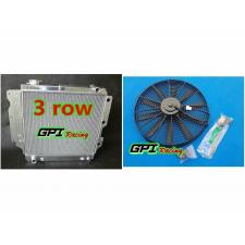 3ROW ALUMINUM RADIATOR &FAN 1987-2006 JEEP WRANGLER YJ/TJ/LJ 2.4 2.5 L4 4.0 L6