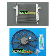 aluminum radiator +FAN FOR Jeep Liberty KJ 3.7L V6 A/T 2002-2006 2003 2004 2005
